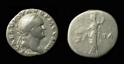 Vespasian, Denarius, Vesta Standing and Sacrificing reverse